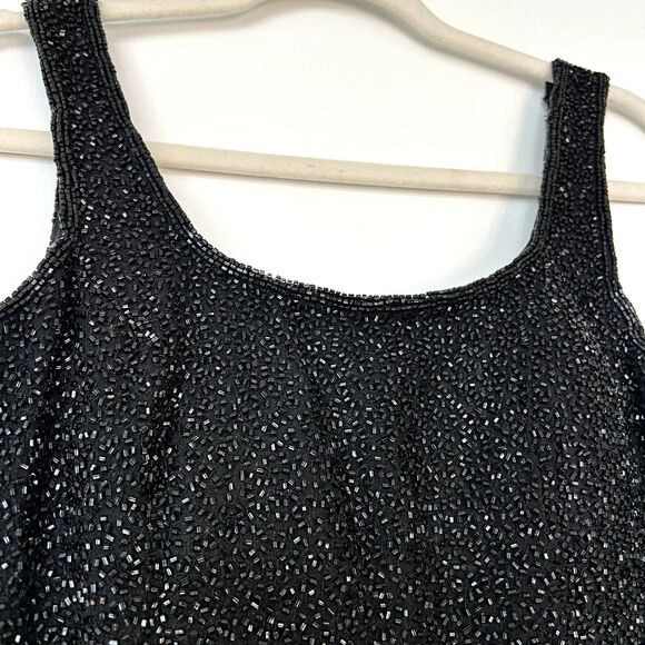 Vintage Cache Beaded 100% Silk Tank Top XS 90s Evening Party Top Embellished Y2K - Picture 6 of 15